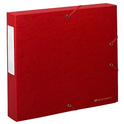 Image of Exacompta Ref 50815E Scotten Filing Box 250 x 330mm in Size, Suitable for Holding A4 Documents, 40mm Spine, 600gsm Genuine Pressboard, Spine Label Red