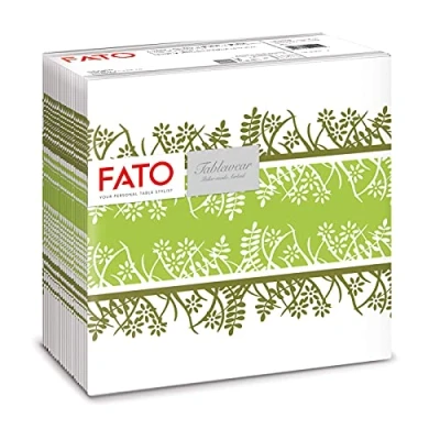 Image of Fato Dry Paper Napkins, airlaid, Fabric Effect, Pack of 50 Size 40 x Folded in 4, Pistachio Garden Design