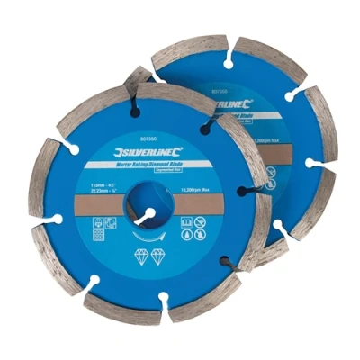Image of Silverline Mortar Raking Diamond Blade 2pk 115 x 22.23mm Segmented Rim
