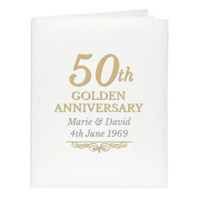 Image of Personalised 50th Golden Wedding Anniversary Traditional Photo Album.