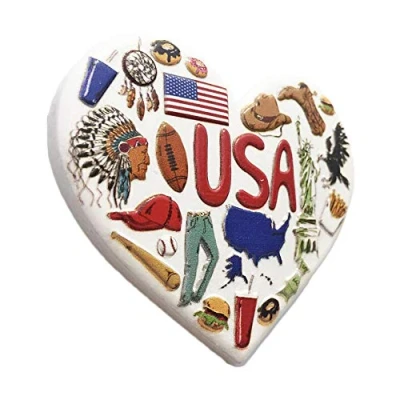 Image of Wedare 3D USA Heart Shaped Refrigerator Magnet Tourist Souvenirs Resin Magnetic Stickers Fridge Home &amp; Kitchen Decoration from China (USA)