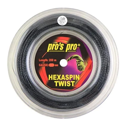 Image of Pro&#039;s Pro Hexaspin Twist Tennis String Reel 200m (Black, 1.20mm)