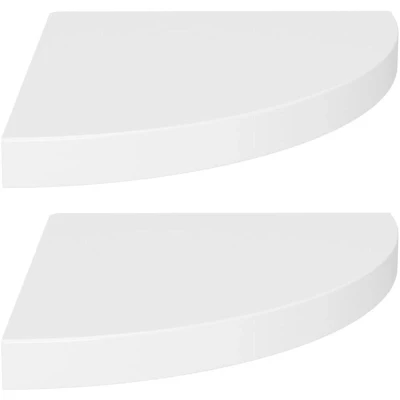 Image of vidaXL Floating Corner Shelves 2 pcs Modern Honeycomb MDF and Metal in White 35x35x3.8 cm Ideal for Living Room, Bedroom, Office