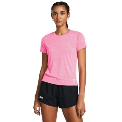 Image of Under Armour Launch Splatter TEE Sports Tshirt, Women&#039;s, Size: XS, Fluo pink/reflective