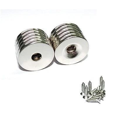 Image of Neodymium Disc Countersunk hole Magnet,JUNAN 10Pack 20mmx3mm 5 mm Strong Permanent Rare Earth Magnets with 10 Screws