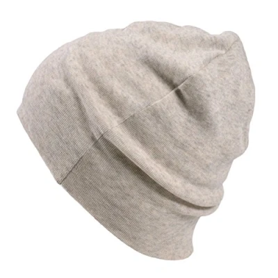 Image of Mens Organic Cotton Beanie Womens Slouchy Knit Hat Made in Japan Cream