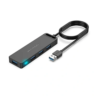 Image of USB 3.0 Hub, VENTION 4 Ports Hub Ultra Slim Data 3FT Extended Cable [Charging Supported], Compatible with MacBook, Laptop, Surface Pro, PS4, PC, Flash Drive, Mobile HDD (1m/3ft)