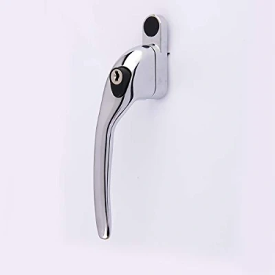 Image of Yale P YWHLCK40L PC Offset Window Handle, fits Left Handed windows, 40mm spindle, Lockable, Visi Packed, suitable for PVCu Polished Chrome Finish