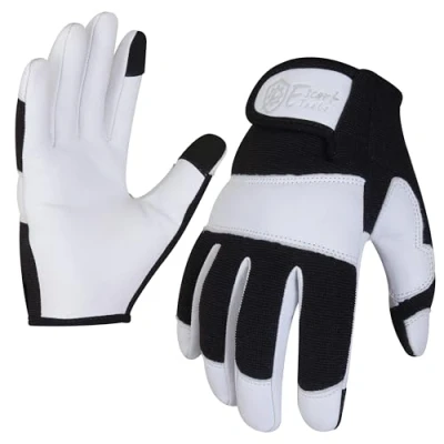 Image of Escort Tools® Heavy Duty Leather Gardening Work Gloves, Thorn Proof, Touch Screen, Utility Safety Working Gloves Breathable, Tear Resistant, High Dexterity Mechanic Unisex (Black, M)