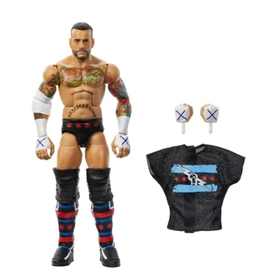 Image of Mattel WWE Elite Action Figure &amp; Accessories, Series #115 6 inch Collectible CM Punk with 25 Articulation Points Swappable Hands