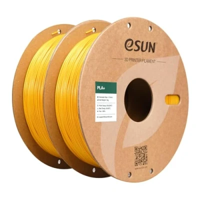 Image of eSUN PLA+ Filament 1.75mm, Enhanced Toughness 3D Printer PLA Plus, Dimensional Accuracy +/ 0.03mm, 1KG per Spool, 2 Spools Printing Filament, Yellow and