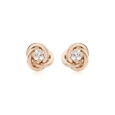 Image of Carissima Gold Women&#039;s 9 ct Rose 4 mm Cubic Zirconia and 5 Heart Stud Earrings