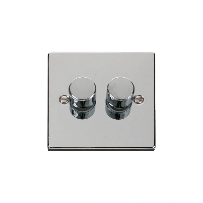 Image of Click Deco 2 Gang Way 100W LED Dimmer Switch Polished Chrome