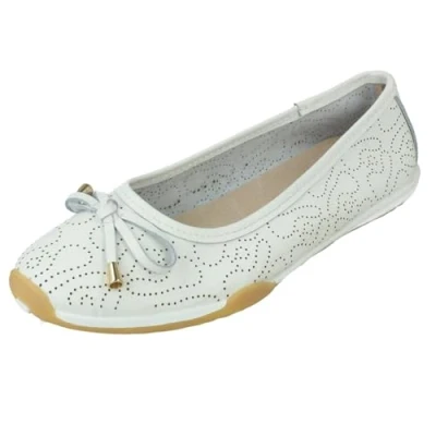 Image of Ladies Down to Earth Wavey Punch Details Casual Shoes F80572 White Action Leather UK Size 6 EU 39 US 8