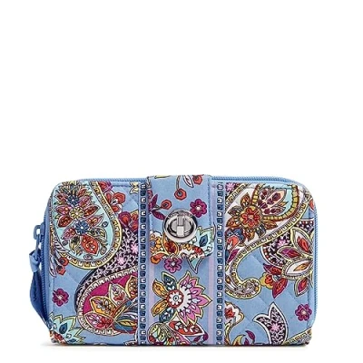 Image of Vera Bradley Women&#039;s Cotton Turnlock Wallet with RFID Protection, Provence Paisley, One Size