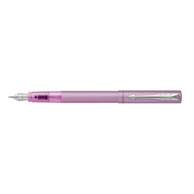 Image of Parker Vector XL Fountain Pen Metallic Lilac Lacquer on Brass Medium Nib with Blue Ink Refill Gift Box
