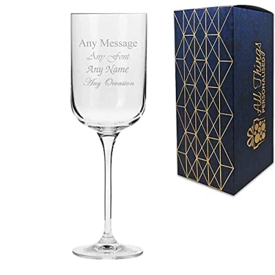Image of Personalised Engraved 350ml Fusion Red Wine Glass Gift Box Wedding Birthday Christmas