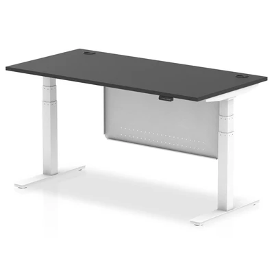 Image of Air 1600x800 Height Adjustable Desk CP Black/White Modesty Panel
