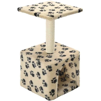 Image of vidaXL Cat Tree with Sisal Scratching Post 55 cm Beige Paw Print