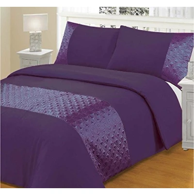 Image of Select ED® Luxuries Ellipse Satin Sequin Duvet Quilt Cover Set + Pillow Case Bedding (Single, Aubergine)
