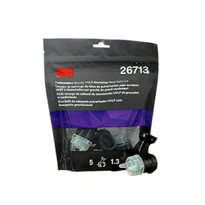 Image of 3M Performance Gravity HVLP Atomizing Head Refill Kit, 26713, Size 1.3, Green, for use Spray Gun PPS 2.0 Paint Cups, 5 Pack