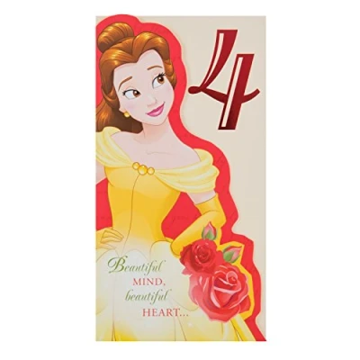Image of Hallmark Beauty and The Beast 4th Birthday Card &quot;Beautiful Mind&quot; Medium