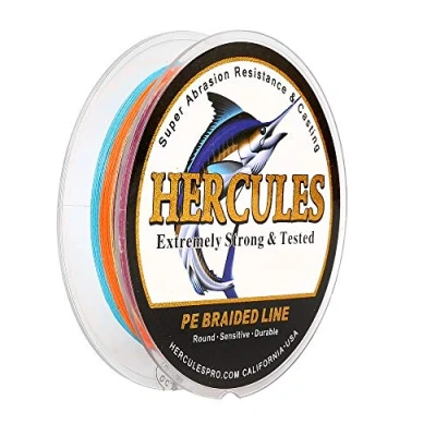 Image of Hercules Super Strong 100M 109 Yards Braided Fishing Line 90 LB Test for Saltwater Freshwater PE Braid Fish Lines 4 Strands Multicolor, 90LB (40.8KG), 0.50MM