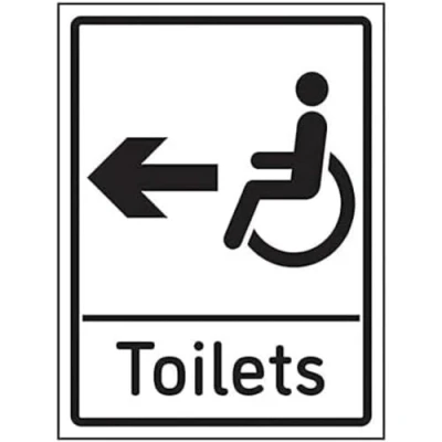 Image of V Safety Disabled Toilets Arrow Left 200mm x 300mm 1mm Rigid Plastic