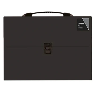 Image of 13 Pocket Expanding Box File Organiser for A4 Documents Paper Folder Storage Wallet (Black)
