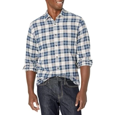 Image of Amazon Essentials Men&#039;s Long Sleeve Flannel Shirt (Available in Big &amp; Tall), Multicolour Check Plaid, L