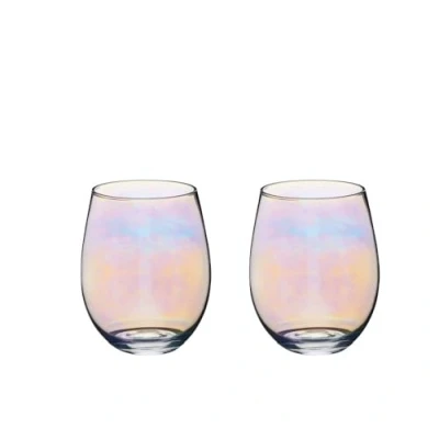 Image of BarCraft Set of Two Iridescent Glass Tumblers