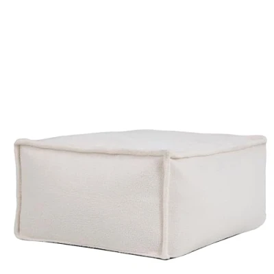 Image of icon Como Footstool, Natural, Borg Boucle Pouffe Large Footstool with Filling Included, Vanity Stool, Living Room, Bedroom, Room Furniture