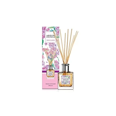 Image of AREON French Garden Reed Diffuser, 150 ml, Clear with Silver Accents, Includes 10 Rattan Reeds