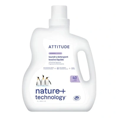 Image of ATTITUDE Liquid Laundry Detergent, EWG Verified Soap, HE Compatible, Vegan and Plant Based Products, Lavender, 40 Loads, 2 Liters