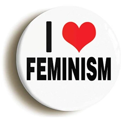 Image of Ozorath I HEART LOVE FEMINISM BADGE BUTTON PIN (Size is 1inch/25mm diameter) FEMINIST