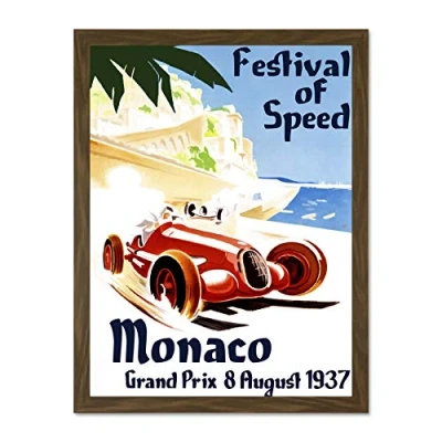 Image of Wee Blue Coo Advertisement Grand Prix Car Automobile Festival Of Speed Monaco Large Framed Art Print Poster Wall Decor 18x24 inch