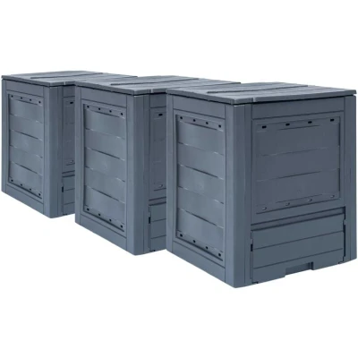 Image of vidaXL Garden Composters 3 pcs Grey 60x60x73cm 780 L