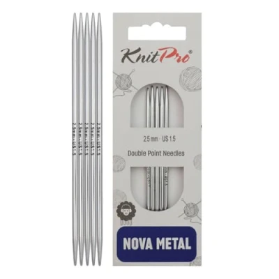 Image of KnitPro KP10103 15 cm x 2.5 mm Nova Double Pointed Needles, Silver
