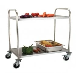 Image of Chabrias Ltd Stainless Steel Catering Trolley 2 Tier Serving Cart clearing for Home Kitchens and Restaurants