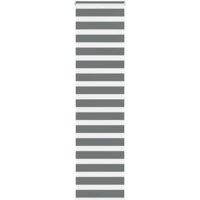 Image of vidaXL Zebra Blind Dark Grey 65x200 cm Fabric Width 60.9 Polyester