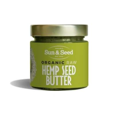 Image of Organic Raw Hemp Seed Butter by Sun &amp; 200g Smooth Plant Based High in Fibre 100% Hulled Seeds Palm Oil Free Vegan