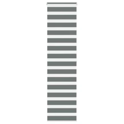 Image of vidaXL Zebra Roller Blind, Dark Grey, 60x200 cm, Adjustable Light Control, Polyester Material, Living Room/Bedroom Office Decor, Child Safety Chain Feature