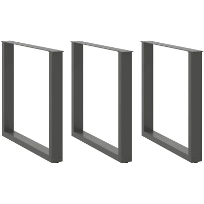 Image of vidaXL Dining Table Legs U Shaped 3 pcs Anthracite 90x(72 73) cm Steel
