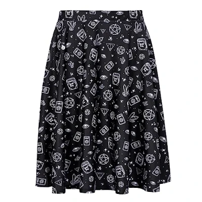 Image of HDE Skirts for Women Midi Skirt Skater Knee Length High Waist Fun Prints, Witch Spells, M