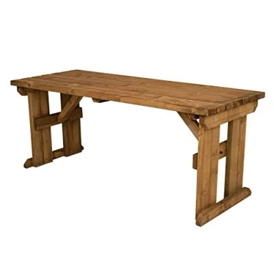 Image of Arbor garden Solutions Wooden picnic table, Hollies furniture (8ft, Rustic Brown)