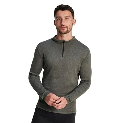 Image of TOG24 Meru Mens Cashmere Touch Base Layer Zip Neck Dark Grey Marl Size Medium