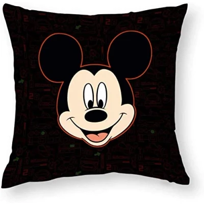 Image of Giftme Mickey Cushion Cover for Bedroom/Sofa Car Chair Decor, 45 Cm X Linen Cover, Throw Pillow Cover.