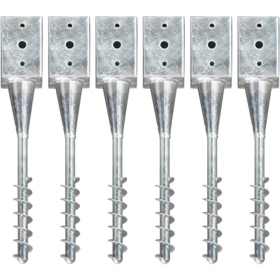Image of vidaXL Ground Spikes 6 pcs Silver 9x9x56 cm Galvanised Steel
