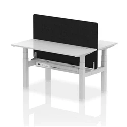Image of Air B2B 1400x600 Adjustable 2P Bench Desk CP White/Silver + Screen
