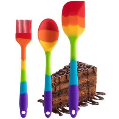 Image of Taylor&#039;s Eye Witness Mini Rainbow Silicone Spoon, Spatula &amp; Pastry Brush Set